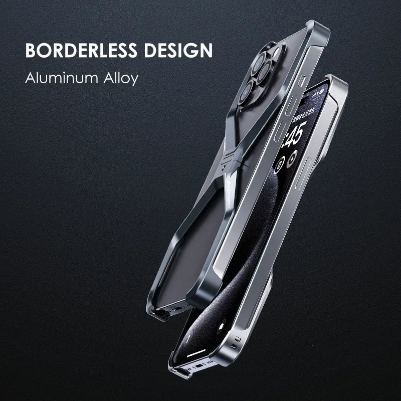iPhone 16 Super Slim Premium Metal Luxury Aluminum Frameless X Shaped Case - Grey